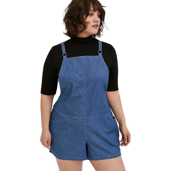 Torrid Chambray Short Overalls Medium NWT - Picture 1 of 9